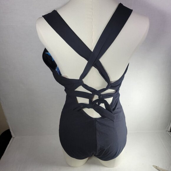 Skinny Dippers Women Black Tie Front Criss-Cross One-Piece Swimsuit Size L - Picture 5 of 7